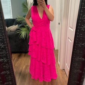 Tahari Hot pink Ruffle dress